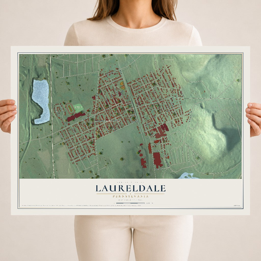 Map of Laureldale, Pennsylvania, 18 x 24 inch unframed archival matte print
