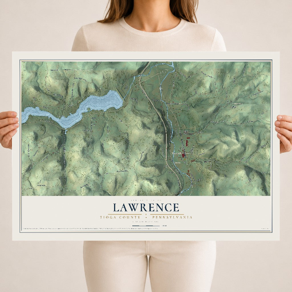 Map of Lawrence, Tioga County, Pennsylvania, 18 x 24 inch unframed archival matte print