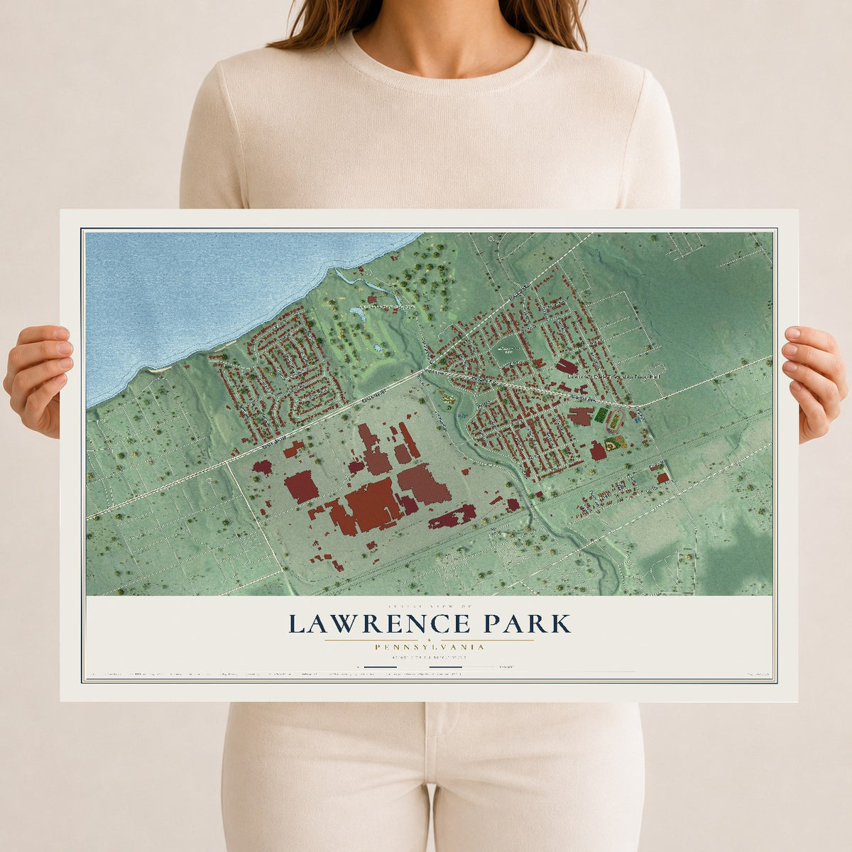 Map of Lawrence Park, Pennsylvania, 12 x 18 inch unframed archival matte print