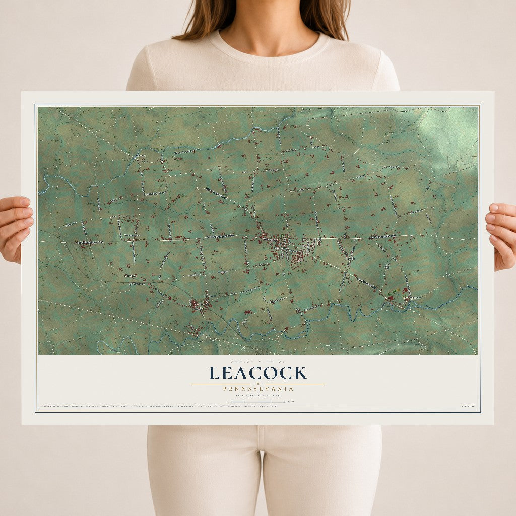 Map of Leacock, Pennsylvania, 18 x 24 inch unframed archival matte print