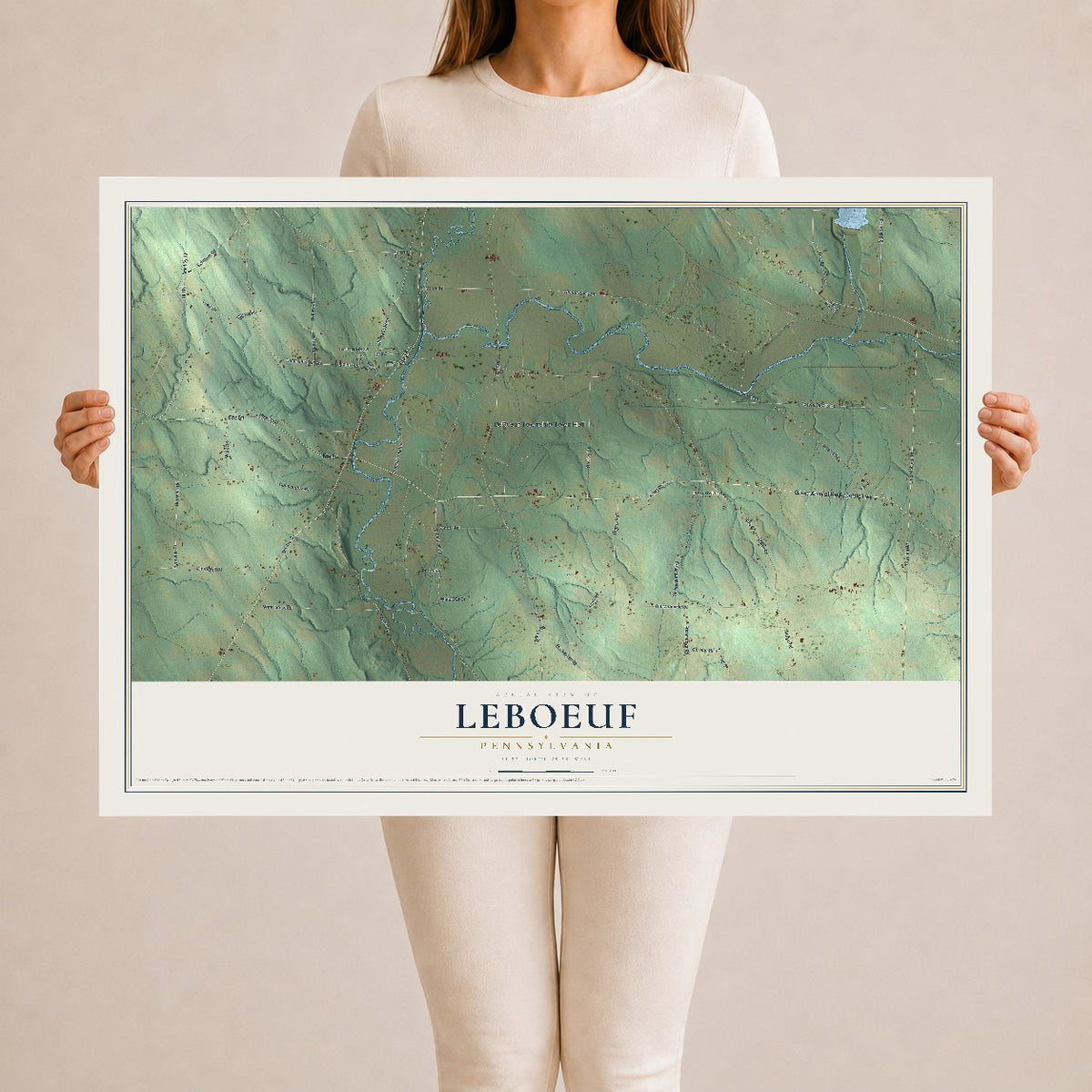 Map of LeBoeuf, Pennsylvania, 24 x 36 inch unframed archival matte print