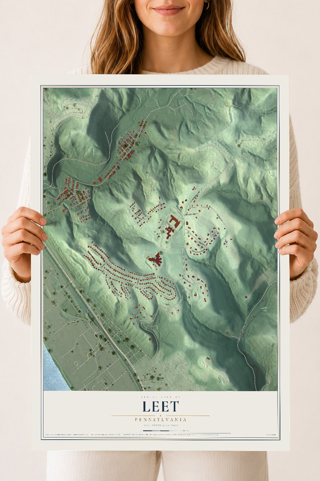 Map of Leet, Pennsylvania, 18 x 24 inch unframed archival matte print