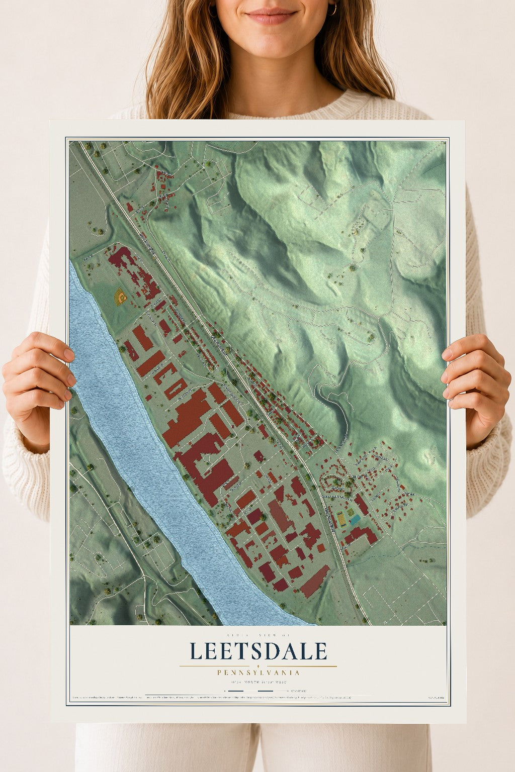 Map of Leetsdale, Pennsylvania, 18 x 24 inch unframed archival matte print
