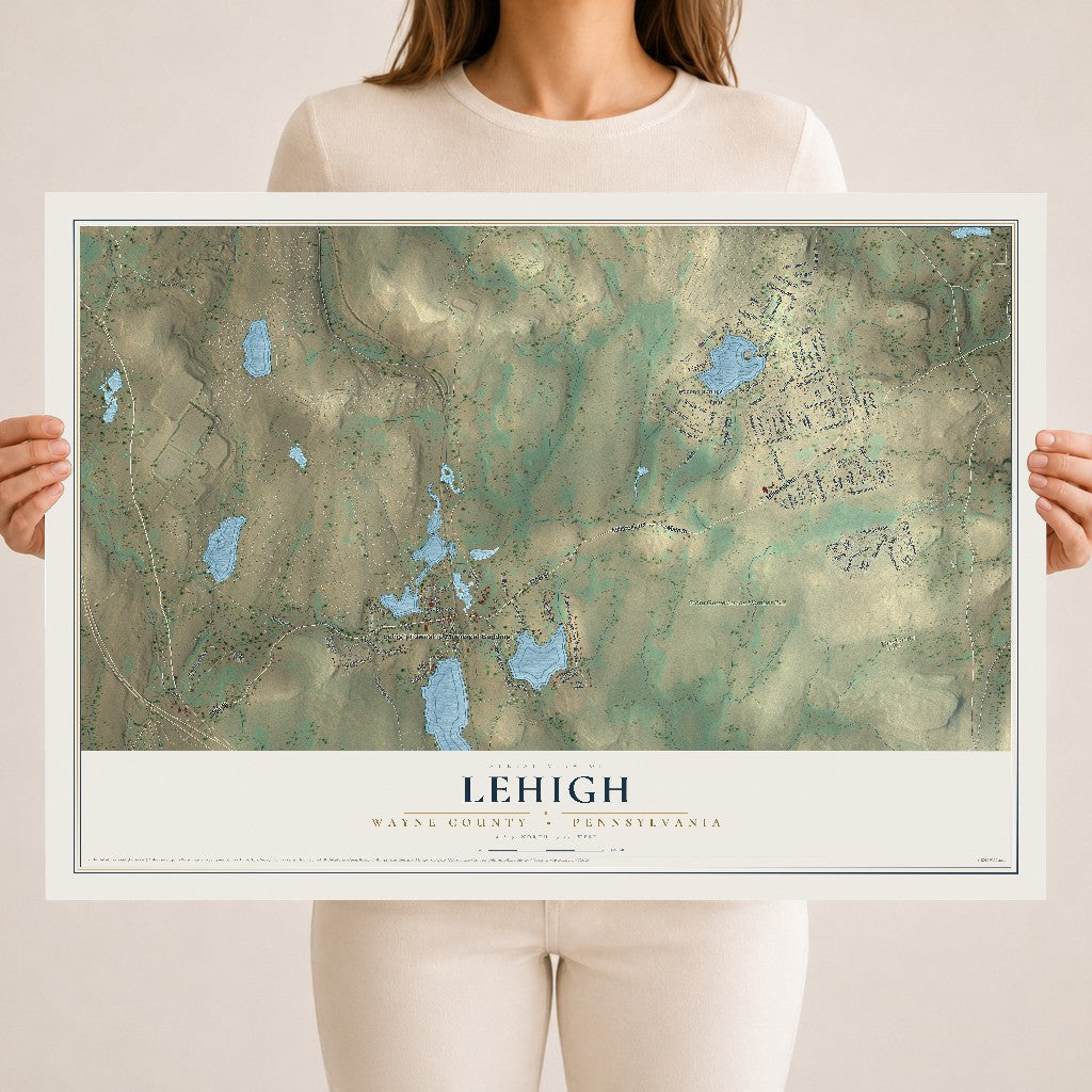 Map of Lehigh, Wayne County, Pennsylvania, 18 x 24 inch unframed archival matte print