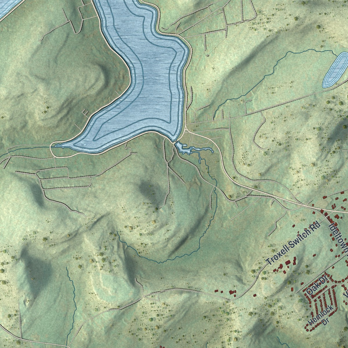 Close-up of the map of Lehman, Luzerne County, Pennsylvania print showing street and building detail