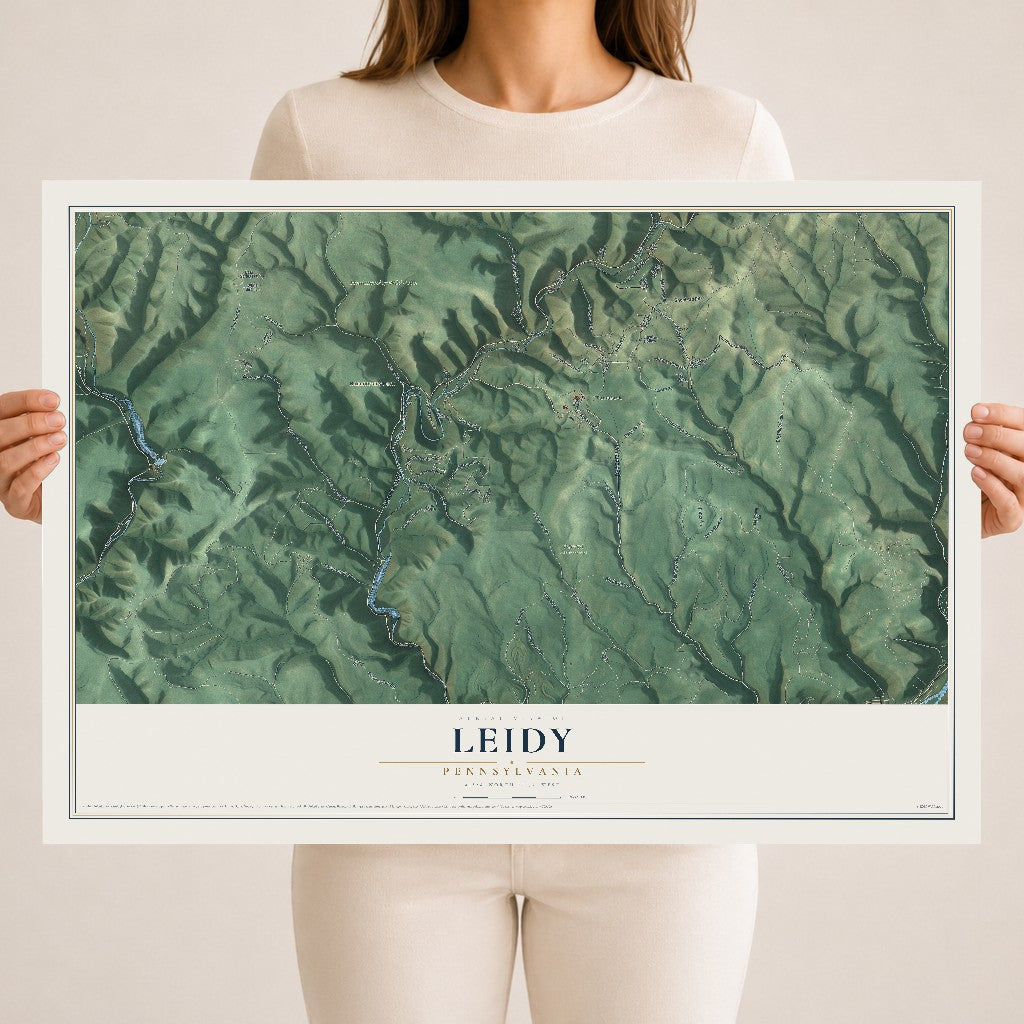 Map of Leidy, Pennsylvania, 18 x 24 inch unframed archival matte print
