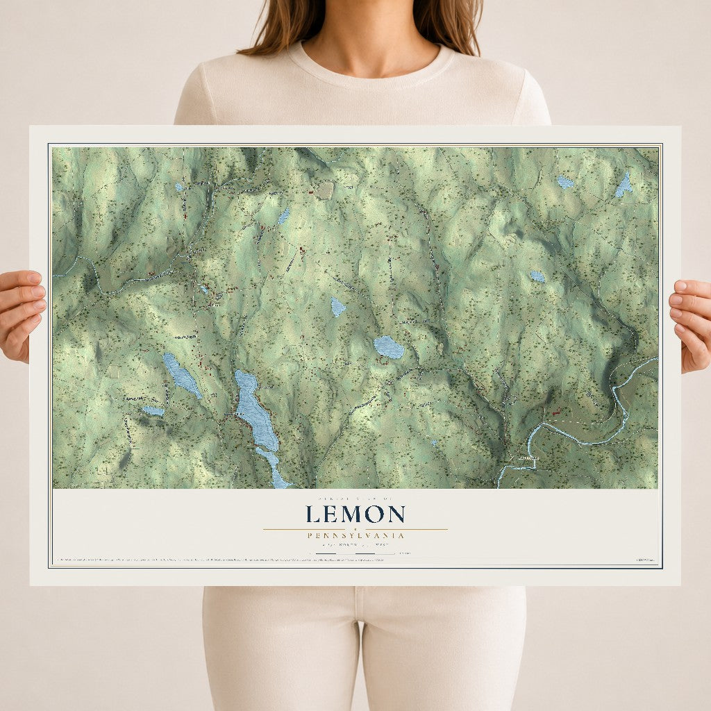 Map of Lemon, Pennsylvania, 18 x 24 inch unframed archival matte print
