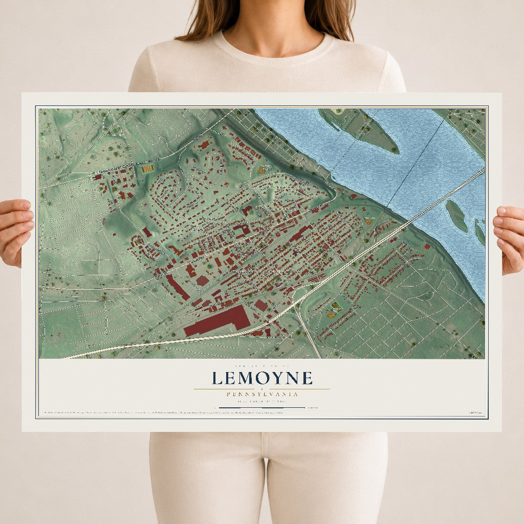 Map of Lemoyne, Pennsylvania, 18 x 24 inch unframed archival matte print