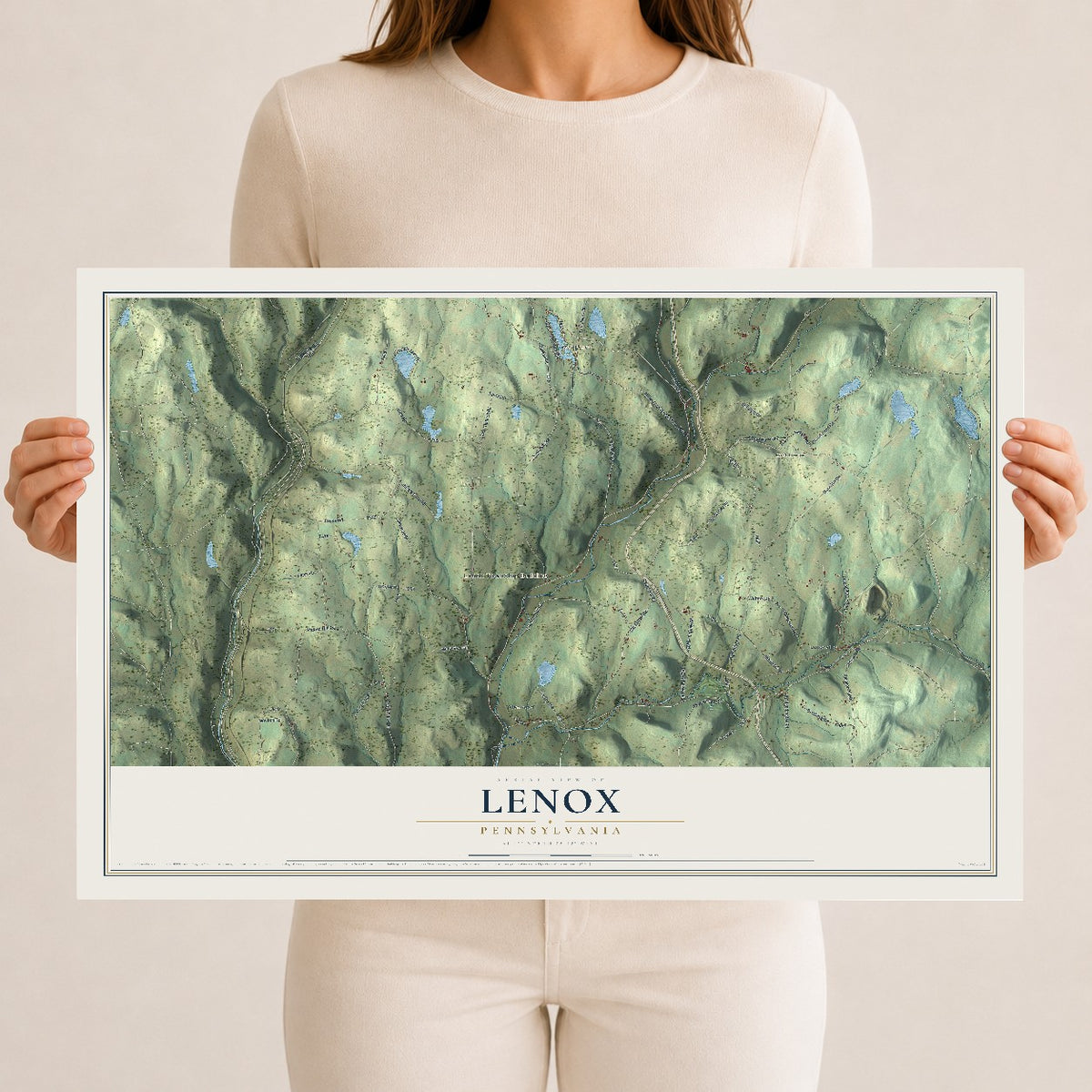 Map of Lenox, Pennsylvania, 12 x 18 inch unframed archival matte print