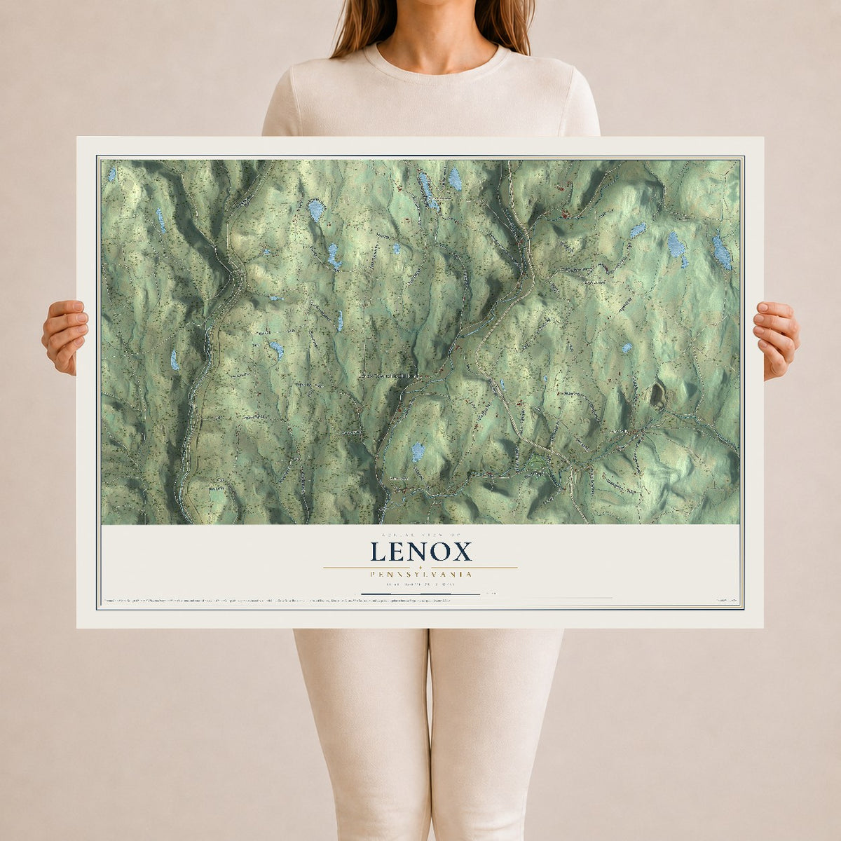 Map of Lenox, Pennsylvania, 24 x 36 inch unframed archival matte print
