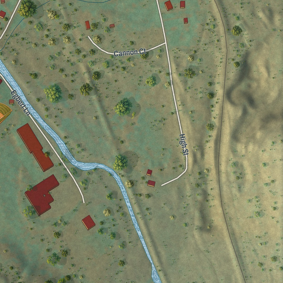 Second close-up of the map of Lewis Run, Pennsylvania print showing more streets and buildings