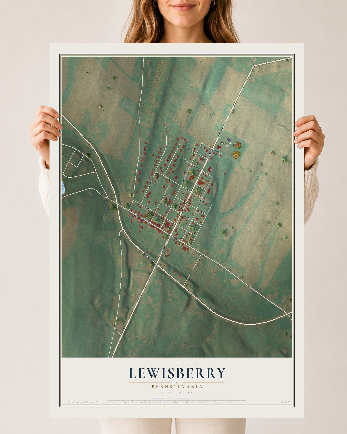 Map of Lewisberry, Pennsylvania, 24 x 36 inch unframed archival matte print