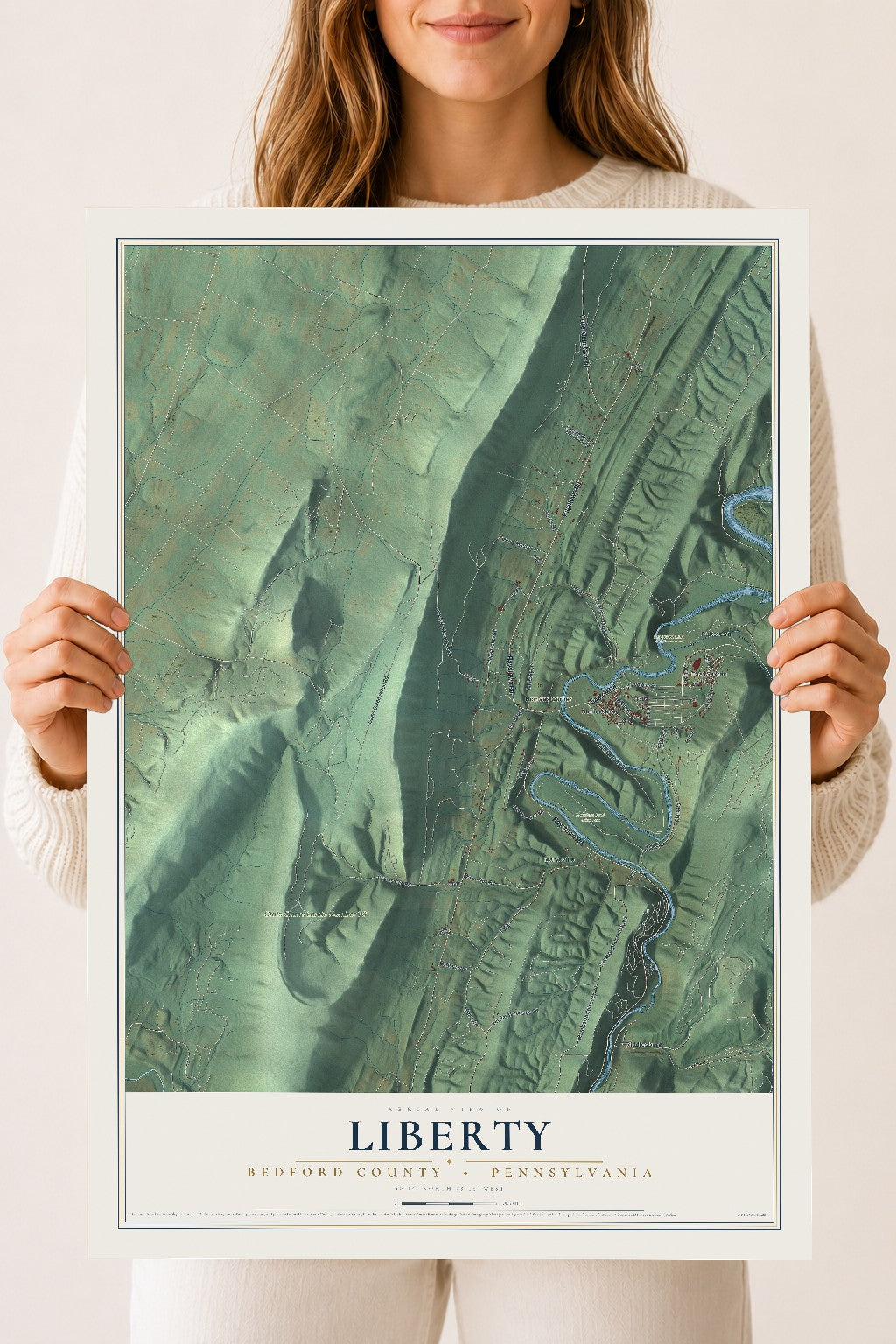 Map of Liberty, Bedford County, Pennsylvania, 18 x 24 inch unframed archival matte print