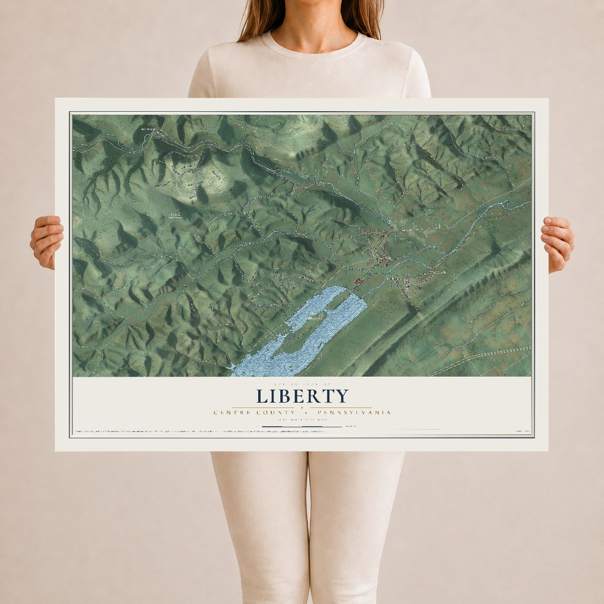 Map of Liberty, Centre County, Pennsylvania, 24 x 36 inch unframed archival matte print