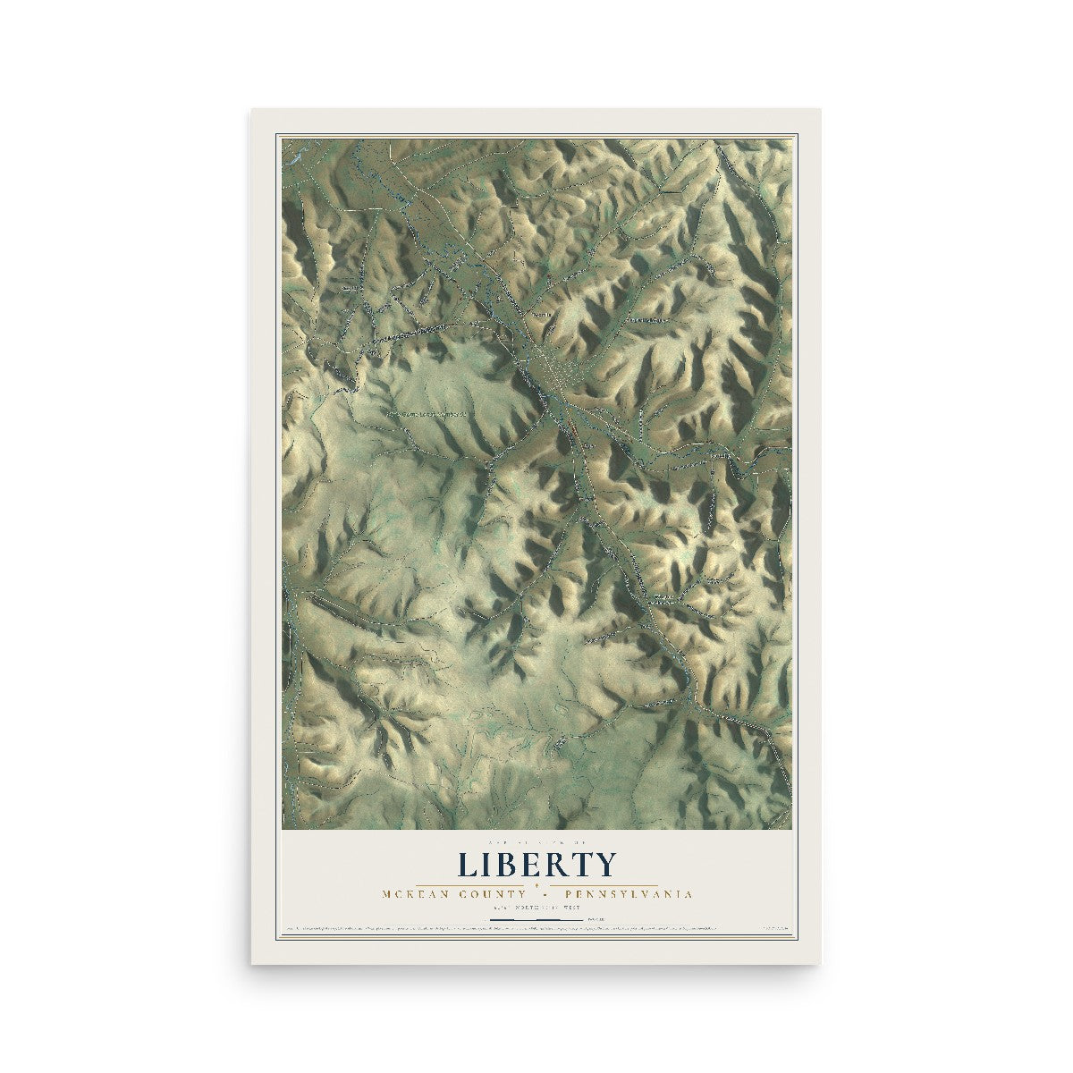 Map of Liberty, McKean County, Pennsylvania, 12 x 18 inch unframed archival matte print