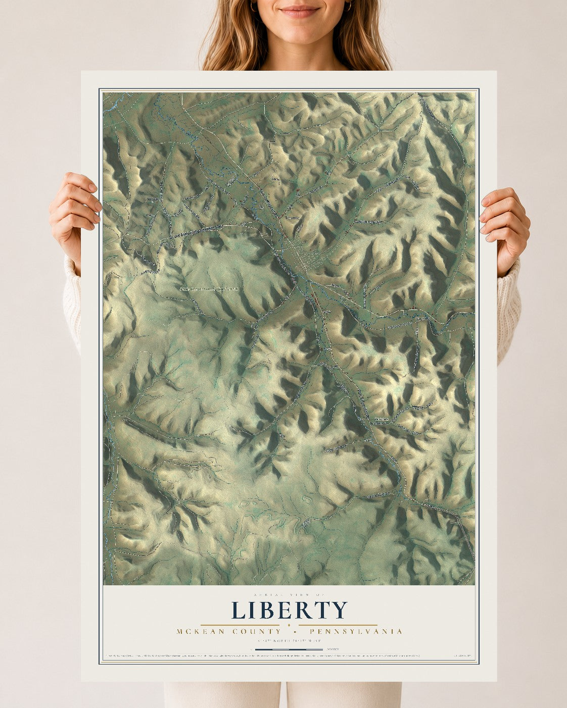 Map of Liberty, McKean County, Pennsylvania, 24 x 36 inch unframed archival matte print