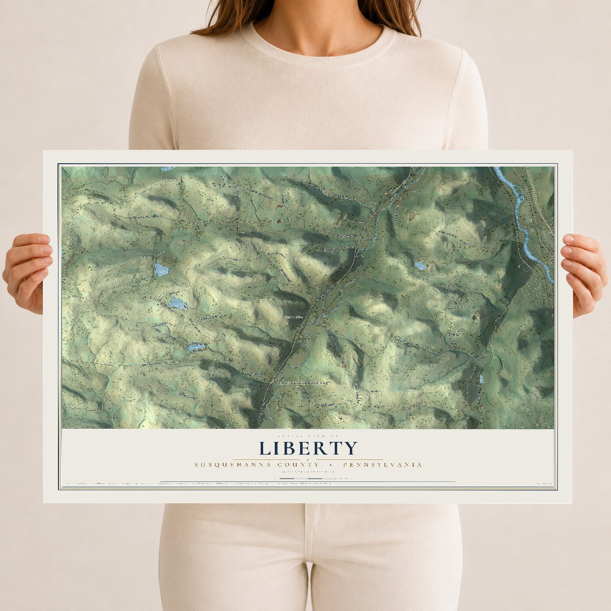 Map of Liberty, Susquehanna County, Pennsylvania, 12 x 18 inch unframed archival matte print