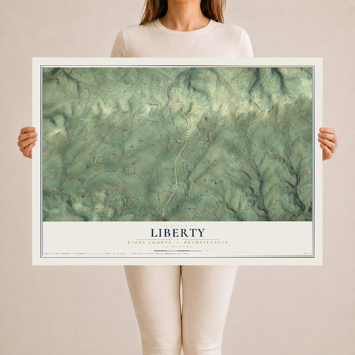 Map of Liberty, Tioga County, Pennsylvania, 24 x 36 inch unframed archival matte print