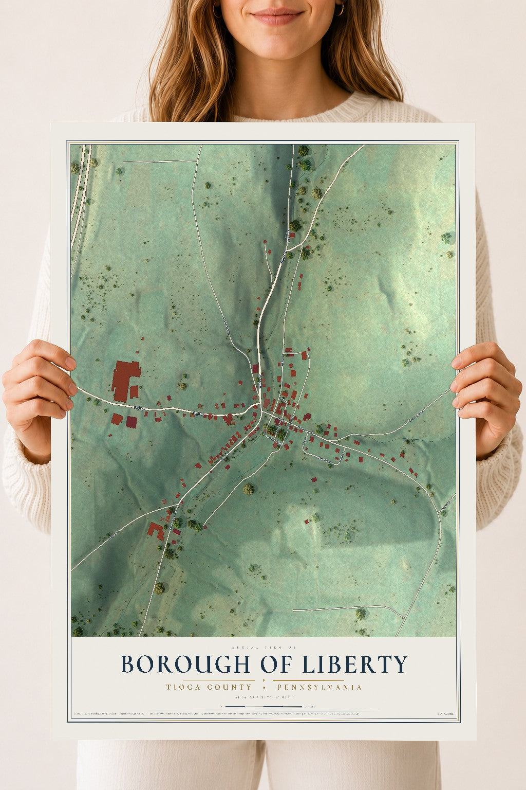 Map of the Borough of Liberty, Tioga County, Pennsylvania, 18 x 24 inch unframed archival matte print