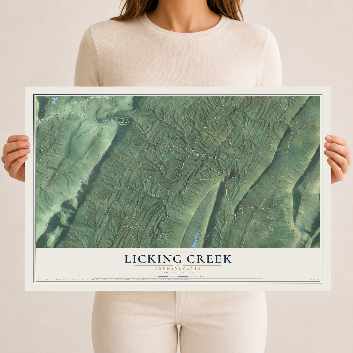 Map of Licking Creek, Pennsylvania, 12 x 18 inch unframed archival matte print