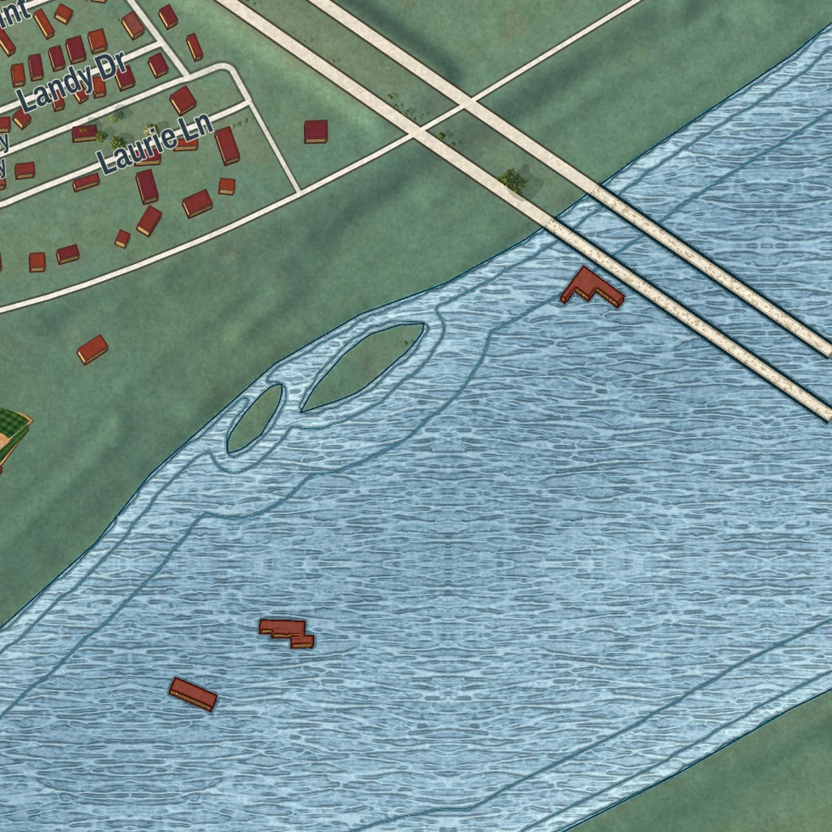 Close-up of the map of Lime Ridge, Pennsylvania print showing street and building detail