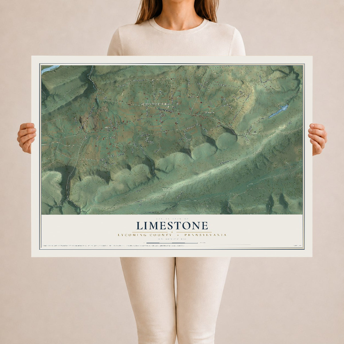 Map of Limestone, Lycoming County, Pennsylvania, 24 x 36 inch unframed archival matte print