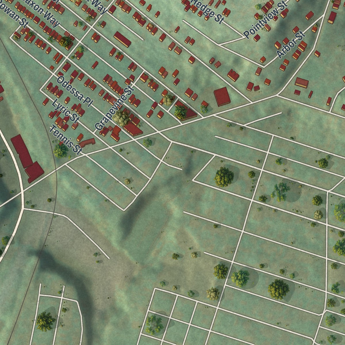 Second close-up of the map of Lincoln-Lemington-Belmar, Pennsylvania print showing more streets and buildings