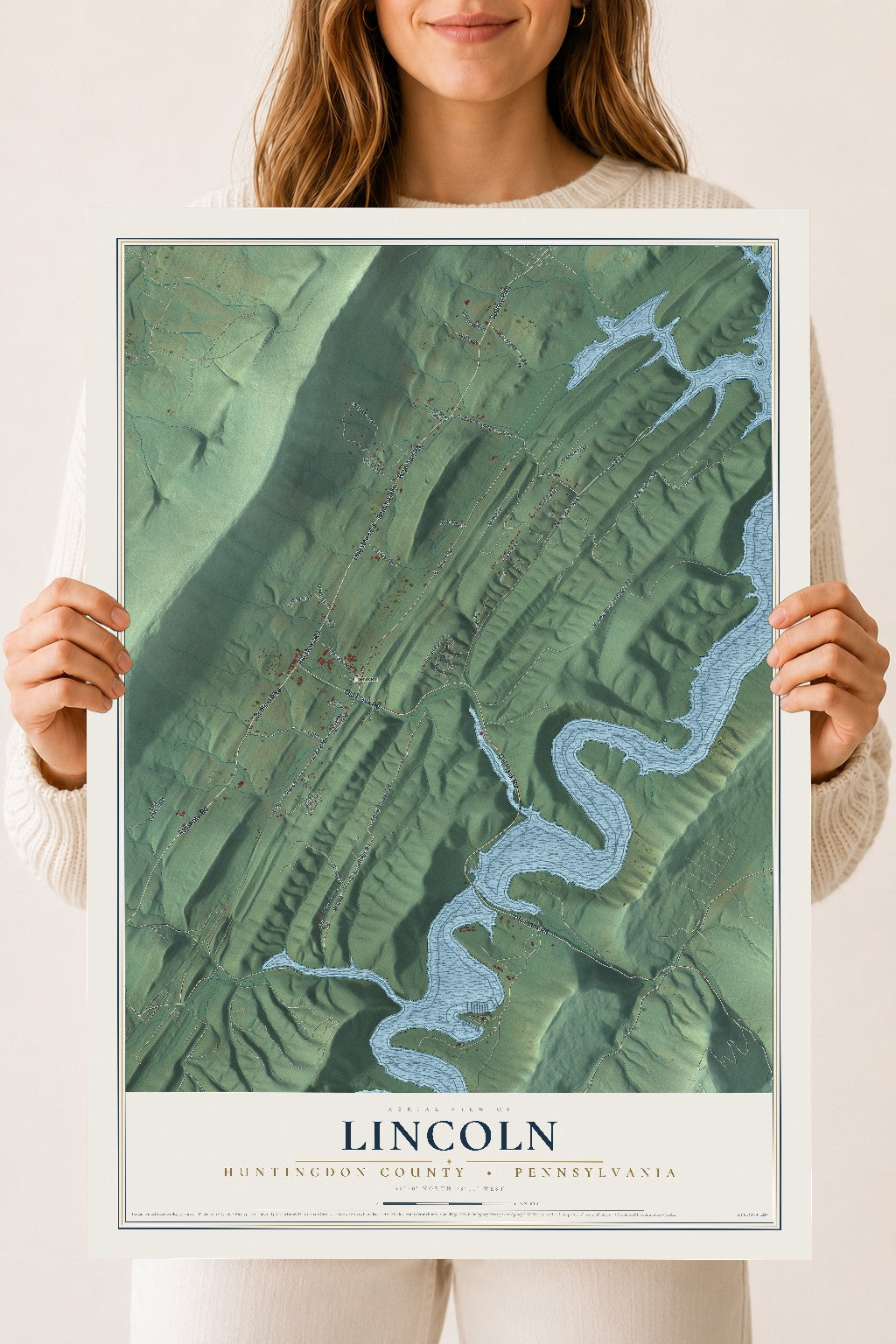 Map of Lincoln, Huntingdon County, Pennsylvania, 18 x 24 inch unframed archival matte print