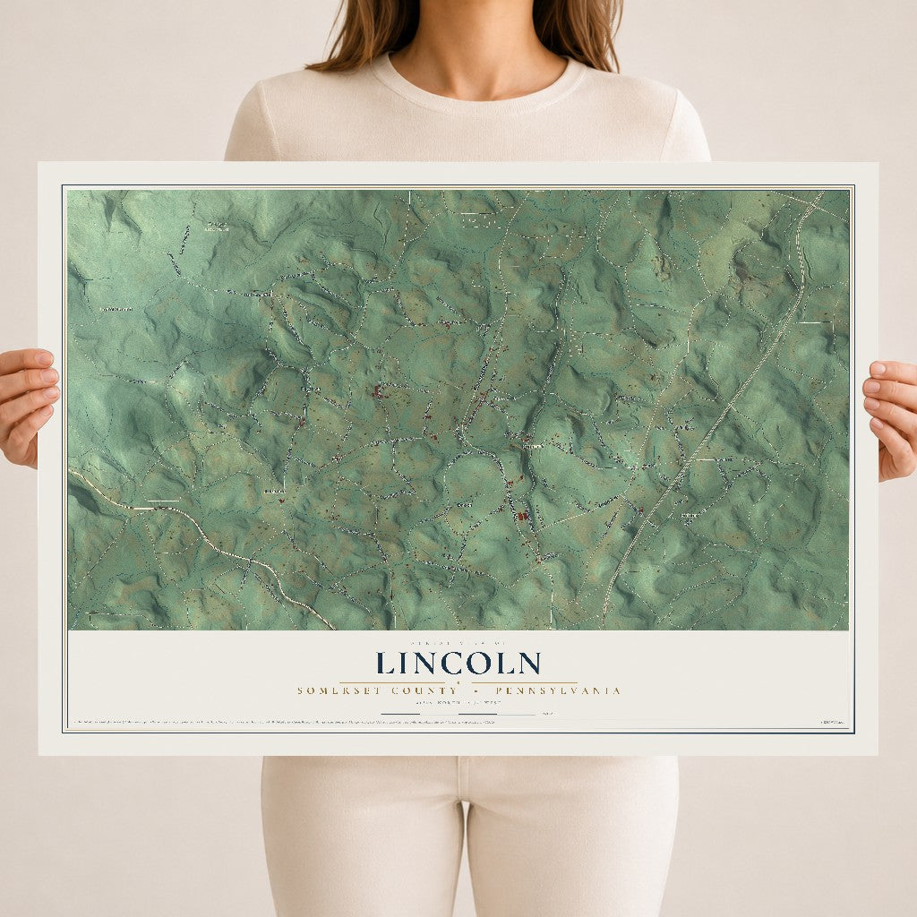 Map of Lincoln, Somerset County, Pennsylvania, 18 x 24 inch unframed archival matte print