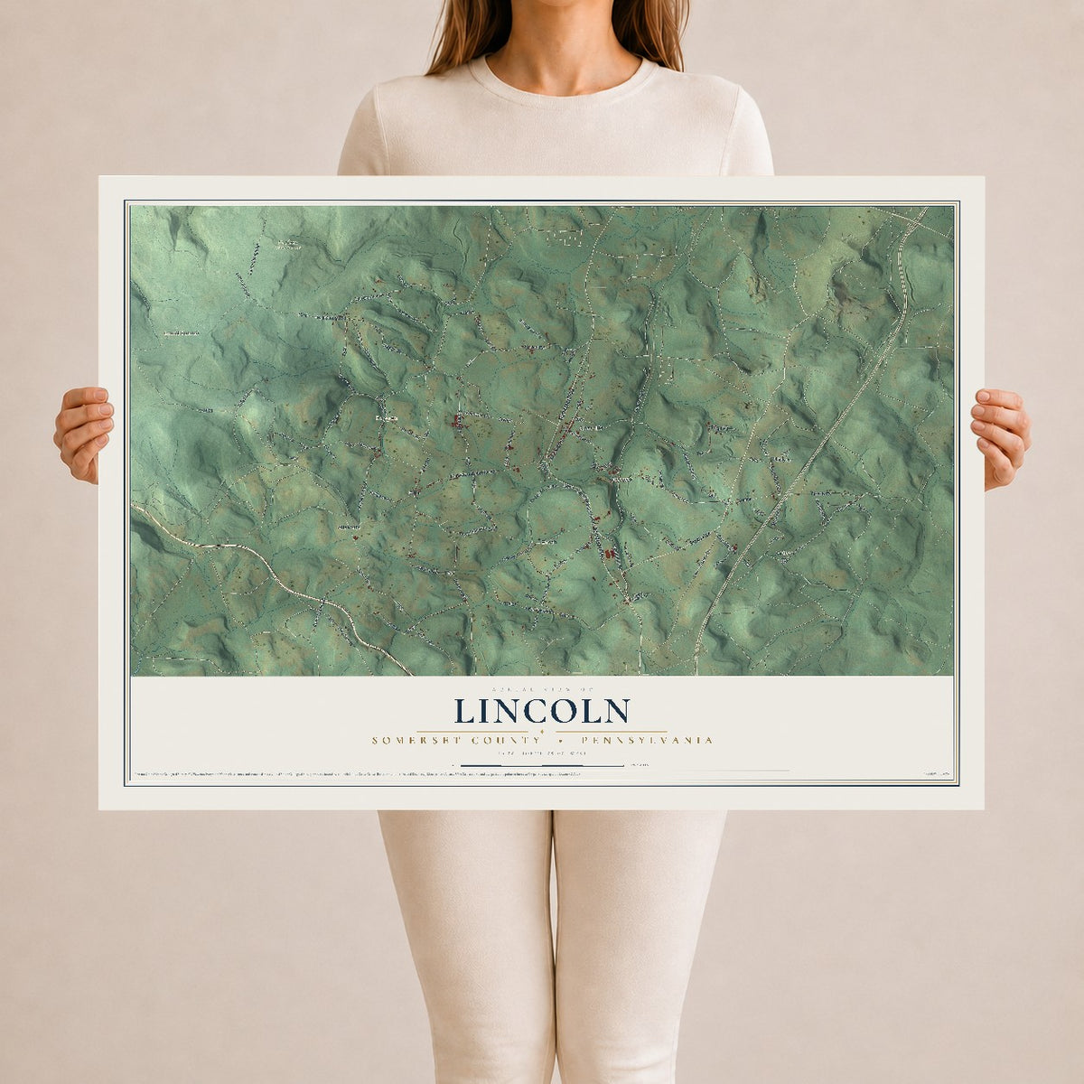 Map of Lincoln, Somerset County, Pennsylvania, 24 x 36 inch unframed archival matte print
