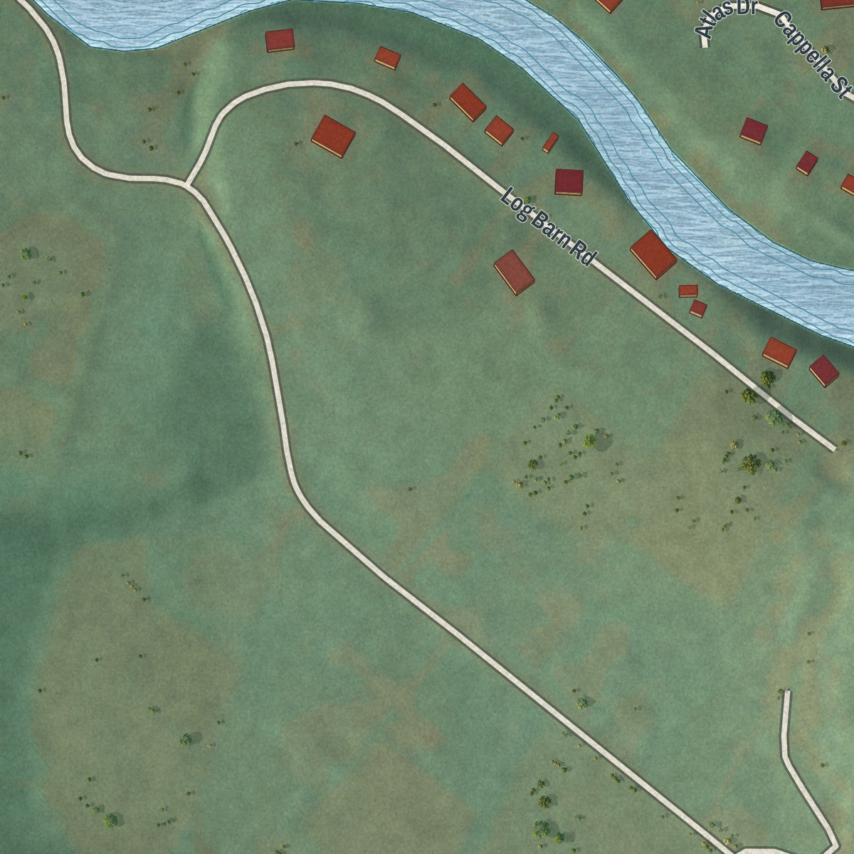 Close-up of the map of Linds Crossing, Pennsylvania print showing street and building detail