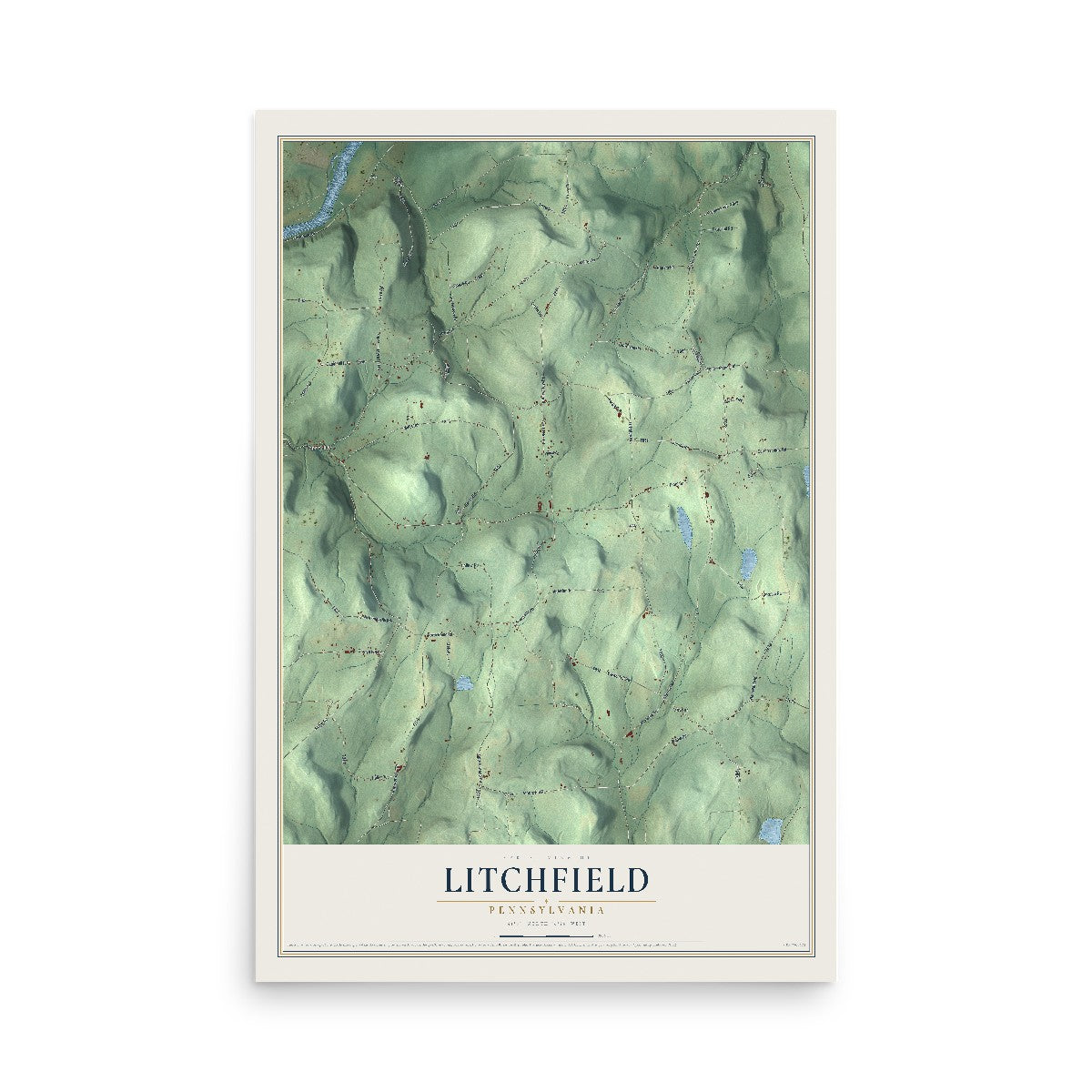 Map of Litchfield, Pennsylvania, 12 x 18 inch unframed archival matte print