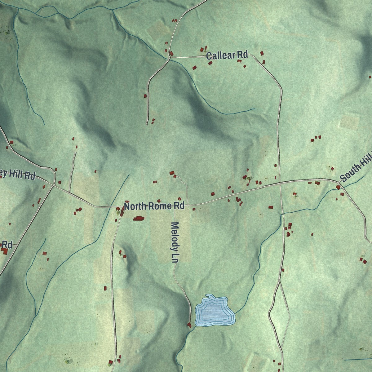 Second close-up of the map of Litchfield, Pennsylvania print showing more streets and buildings