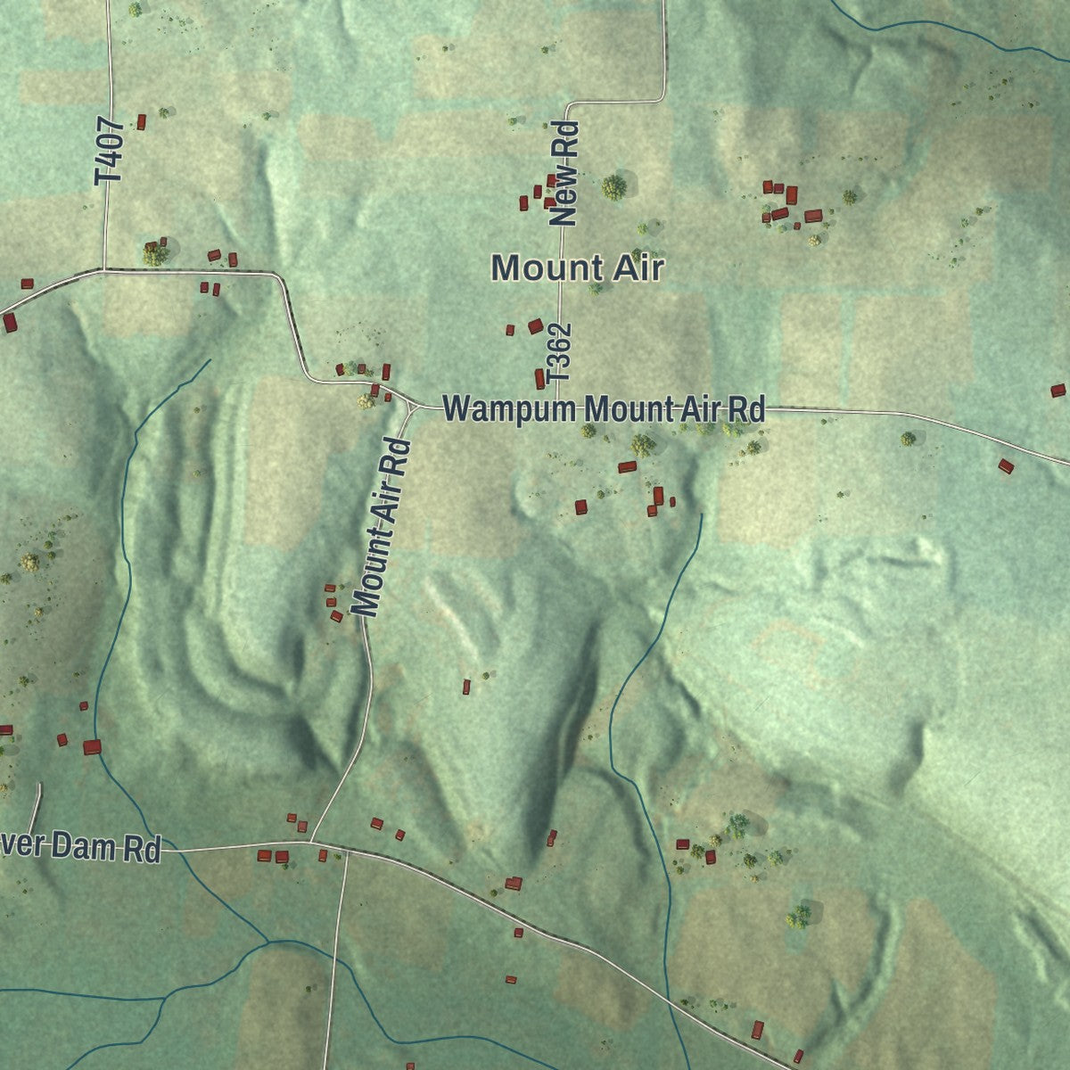 Close-up of the map of Little Beaver, Pennsylvania print showing street and building detail