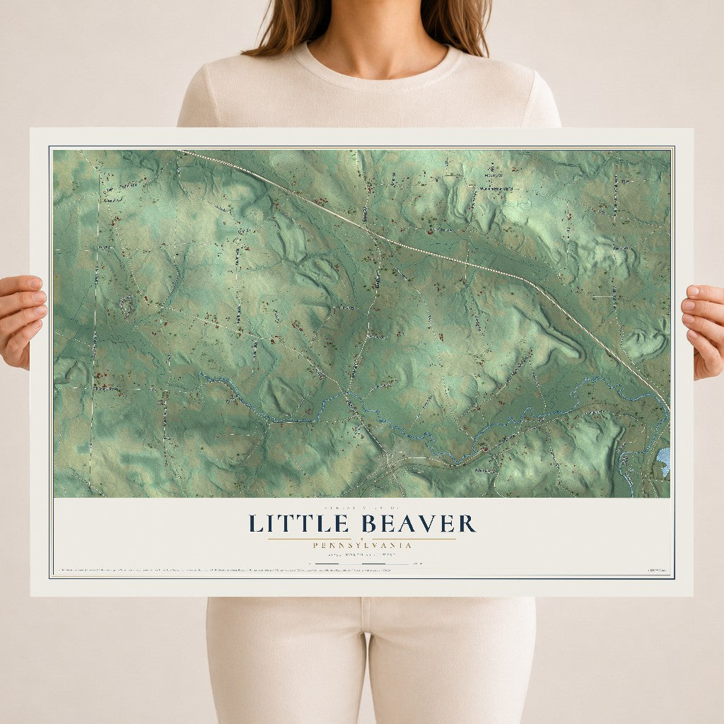 Map of Little Beaver, Pennsylvania, 18 x 24 inch unframed archival matte print