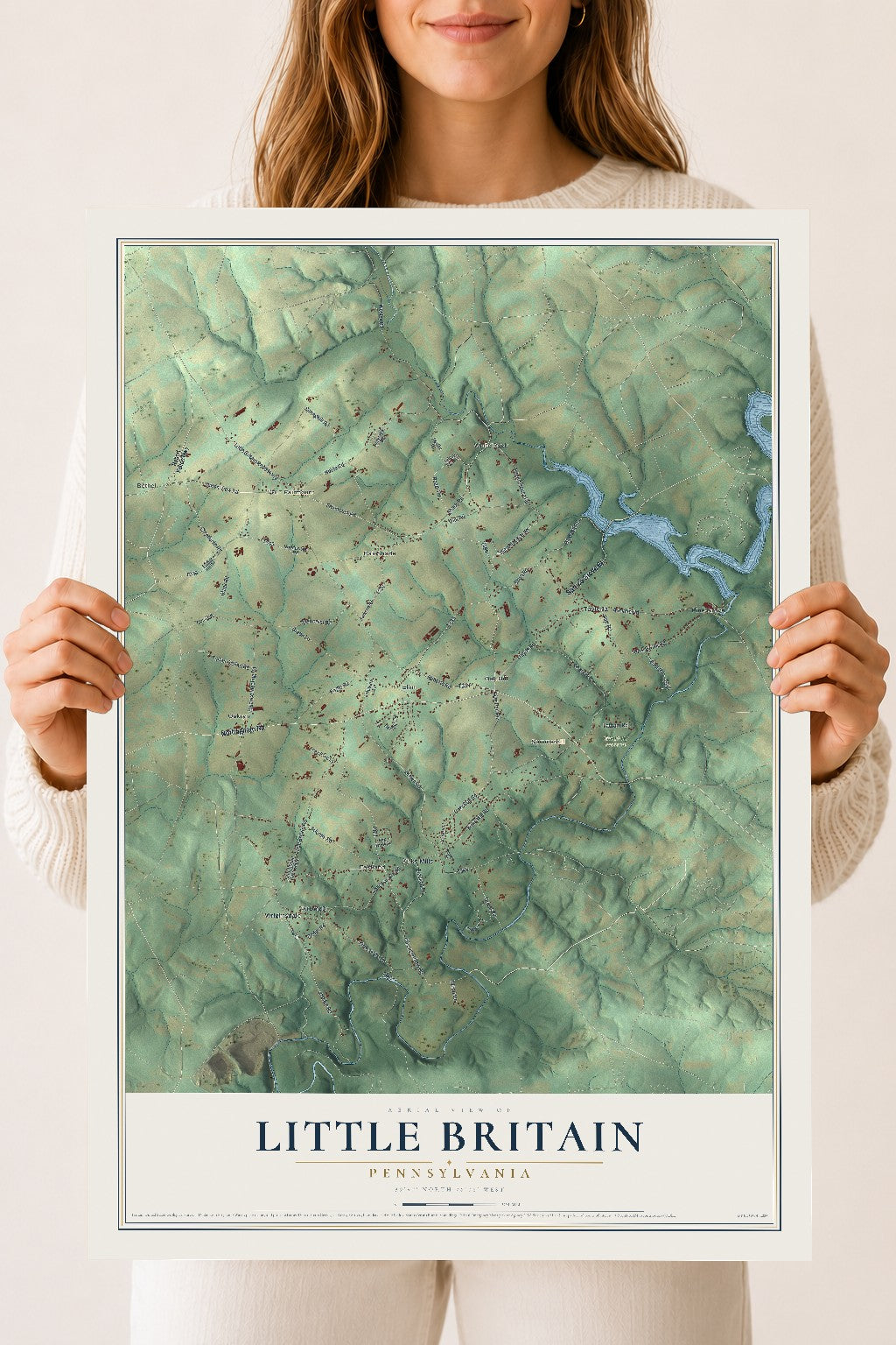 Map of Little Britain, Pennsylvania, 18 x 24 inch unframed archival matte print