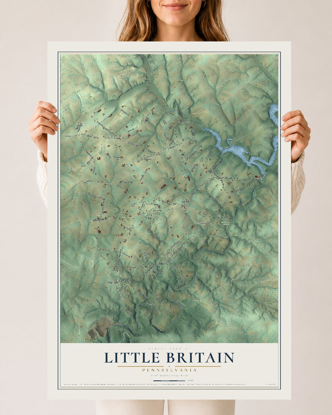 Map of Little Britain, Pennsylvania, 24 x 36 inch unframed archival matte print