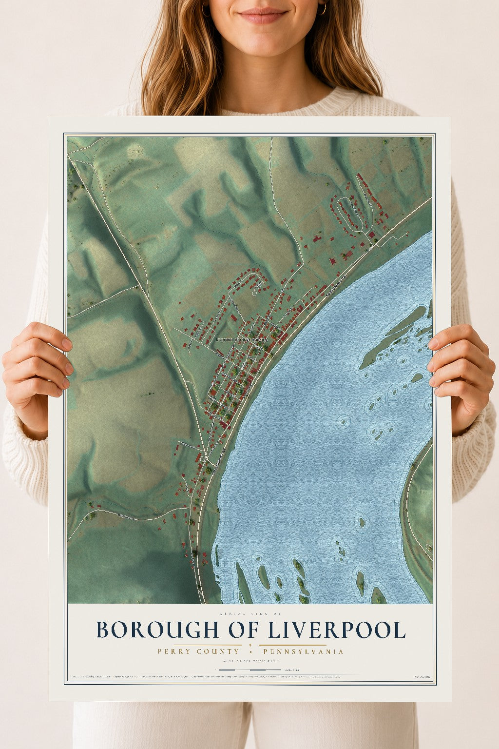 Map of the Borough of Liverpool, Perry County, Pennsylvania, 18 x 24 inch unframed archival matte print
