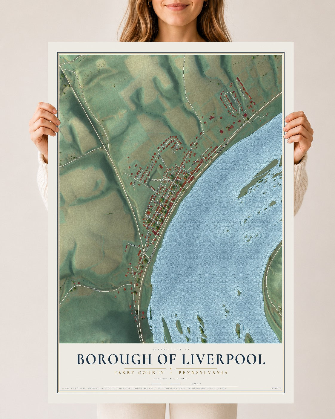 Map of the Borough of Liverpool, Perry County, Pennsylvania, 24 x 36 inch unframed archival matte print