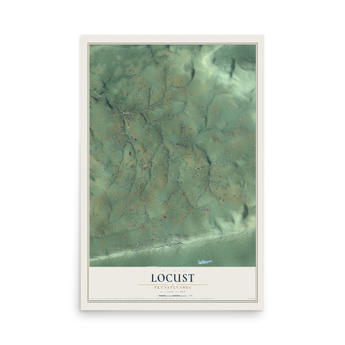 Map of Locust, Pennsylvania, 12 x 18 inch unframed archival matte print
