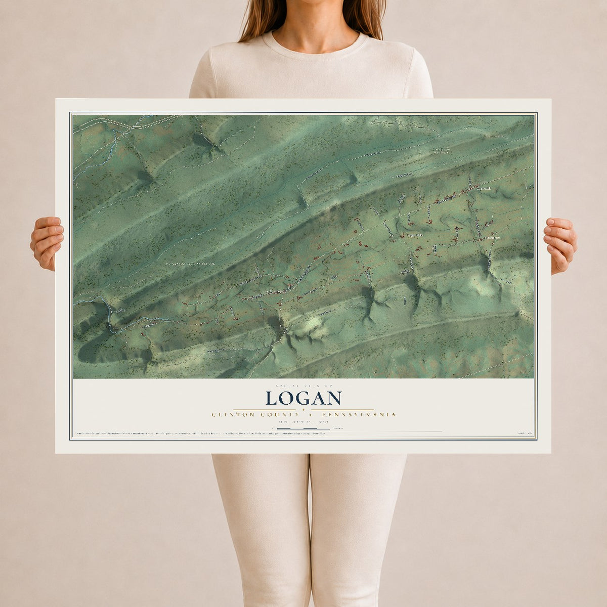 Map of Logan, Clinton County, Pennsylvania, 24 x 36 inch unframed archival matte print