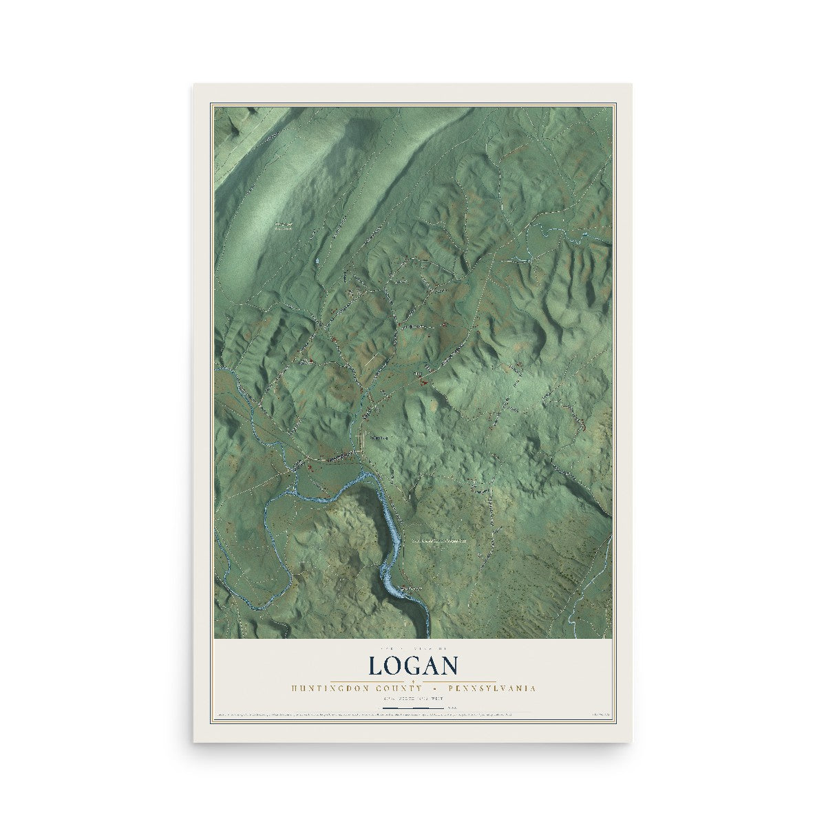 Map of Logan, Huntingdon County, Pennsylvania, 12 x 18 inch unframed archival matte print