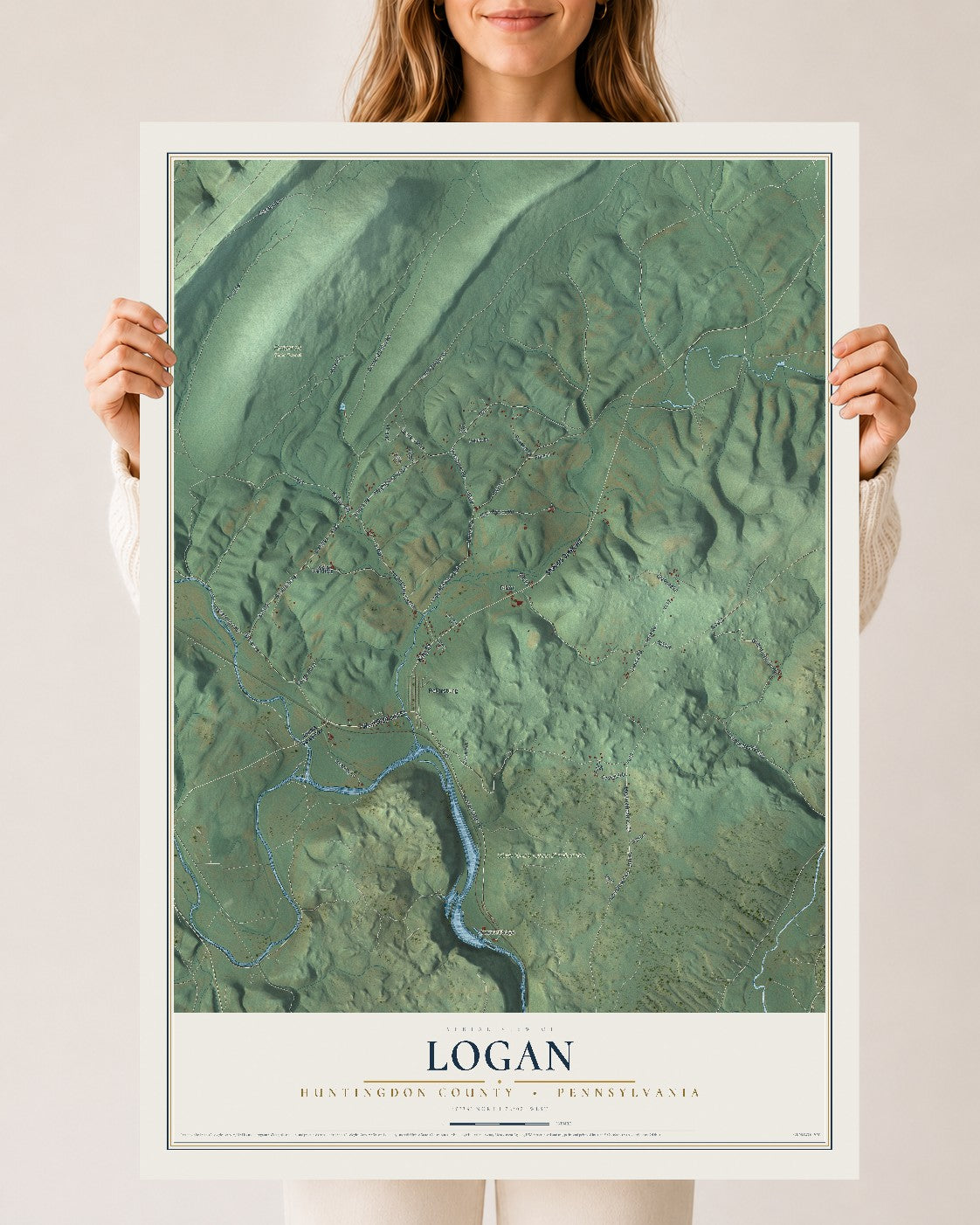 Map of Logan, Huntingdon County, Pennsylvania, 24 x 36 inch unframed archival matte print