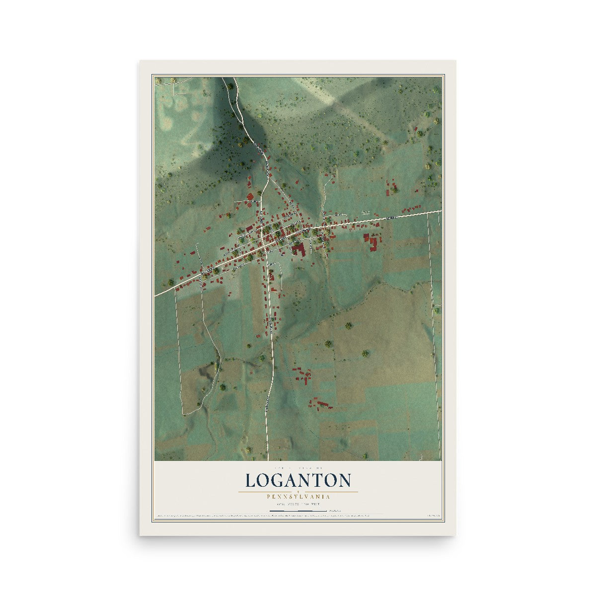 Map of Loganton, Pennsylvania, 12 x 18 inch unframed archival matte print
