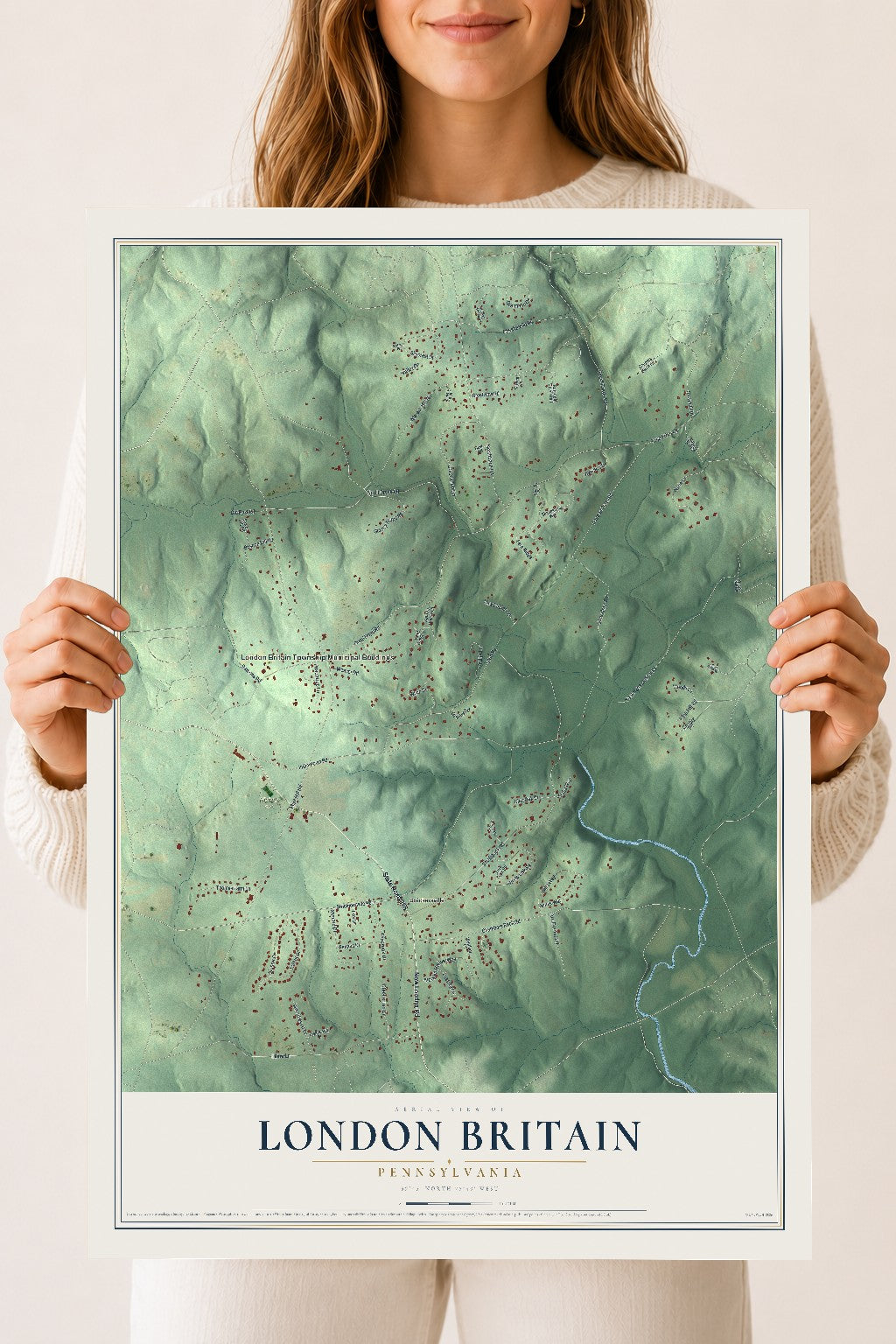 Map of London Britain, Pennsylvania, 18 x 24 inch unframed archival matte print