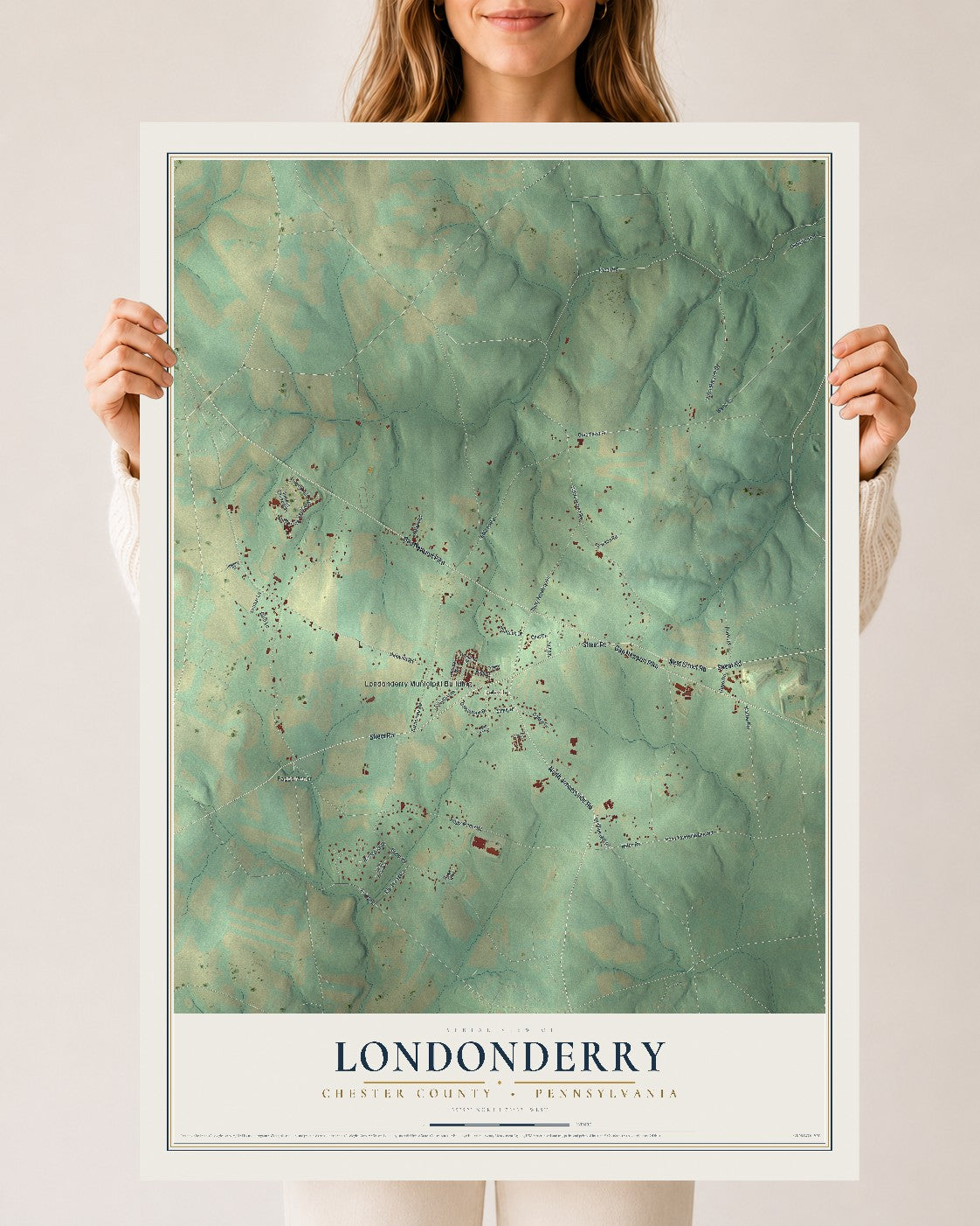 Map of Londonderry, Chester County, Pennsylvania, 24 x 36 inch unframed archival matte print