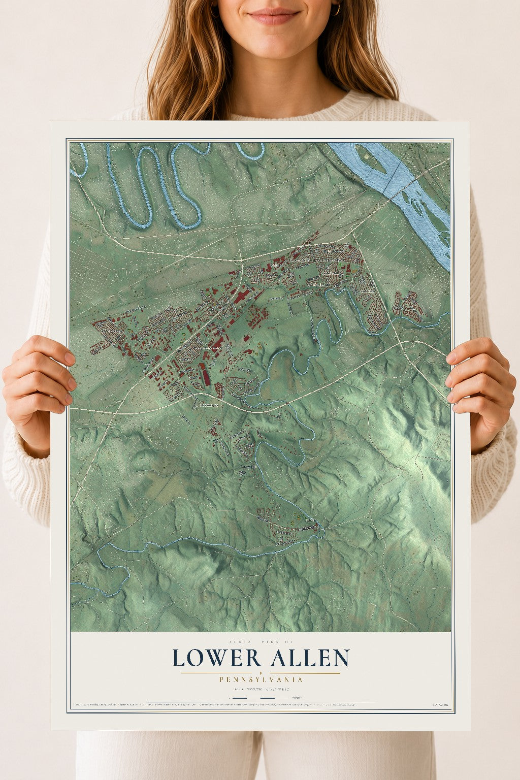 Map of Lower Allen, Pennsylvania, 18 x 24 inch unframed archival matte print