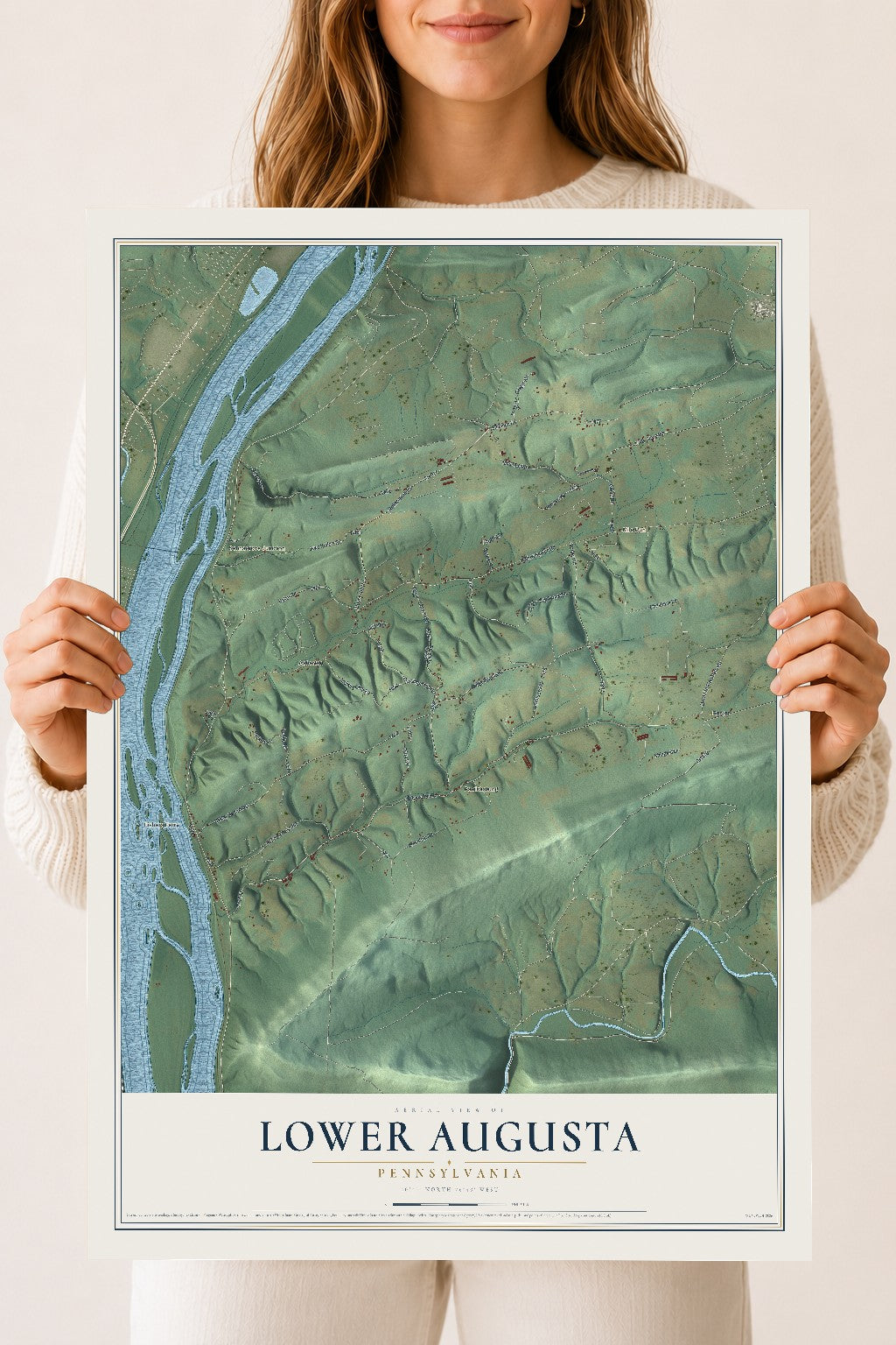 Map of Lower Augusta, Pennsylvania, 18 x 24 inch unframed archival matte print