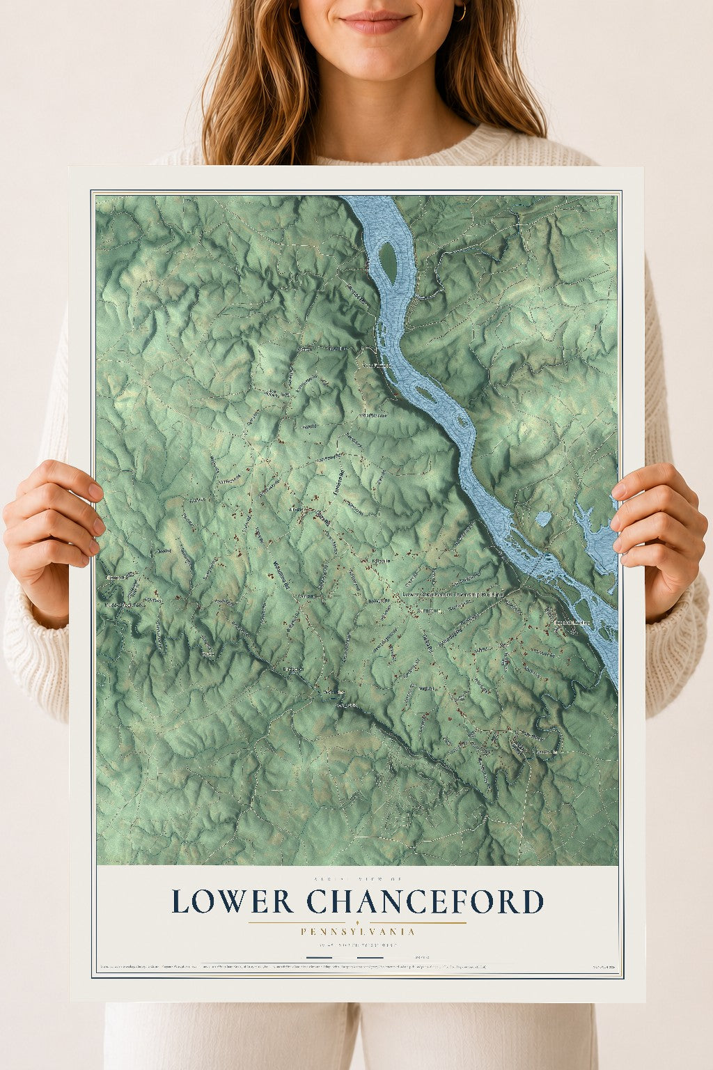 Map of Lower Chanceford, Pennsylvania, 18 x 24 inch unframed archival matte print