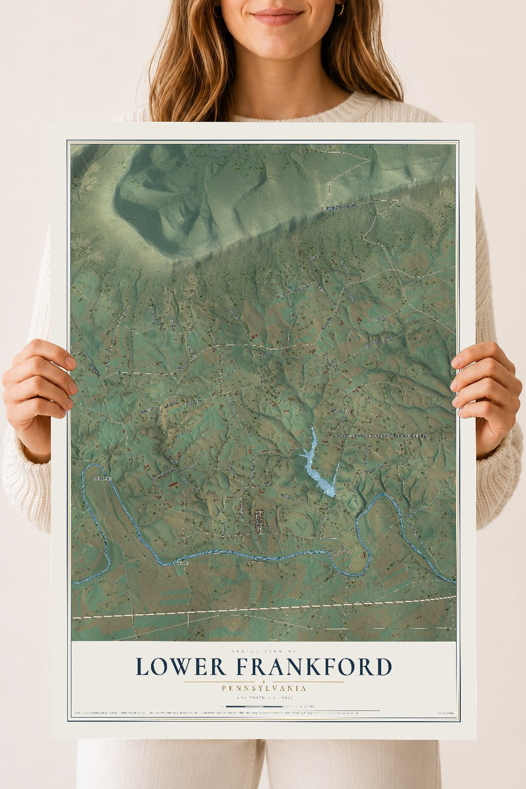 Map of Lower Frankford, Pennsylvania, 18 x 24 inch unframed archival matte print